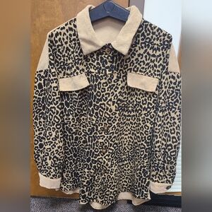 SHEIN Animal Print Button Up Shirt